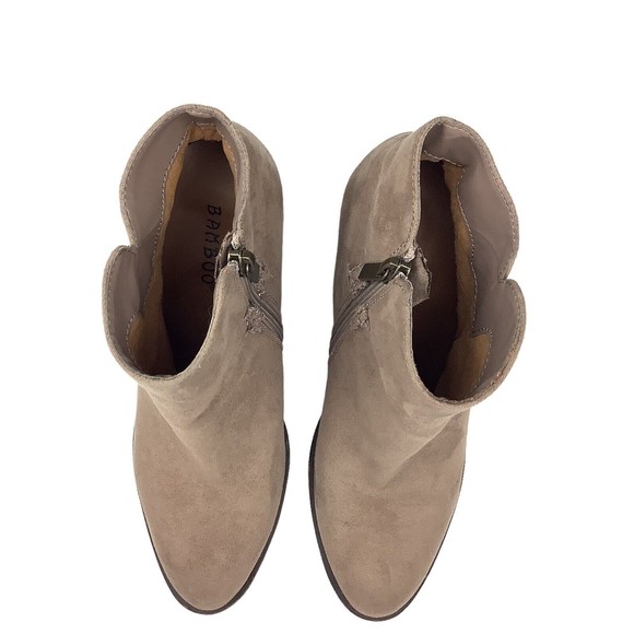 Banboo Avenge Women’s 6.5 Tan Brown Faux Suede Leather Ankle Boots Botties Heel - Picture 3 of 11